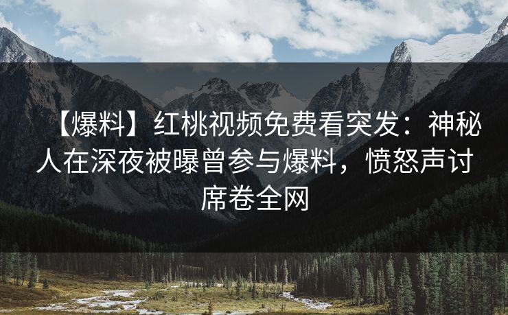 【爆料】红桃视频免费看突发：神秘人在深夜被曝曾参与爆料，愤怒声讨席卷全网